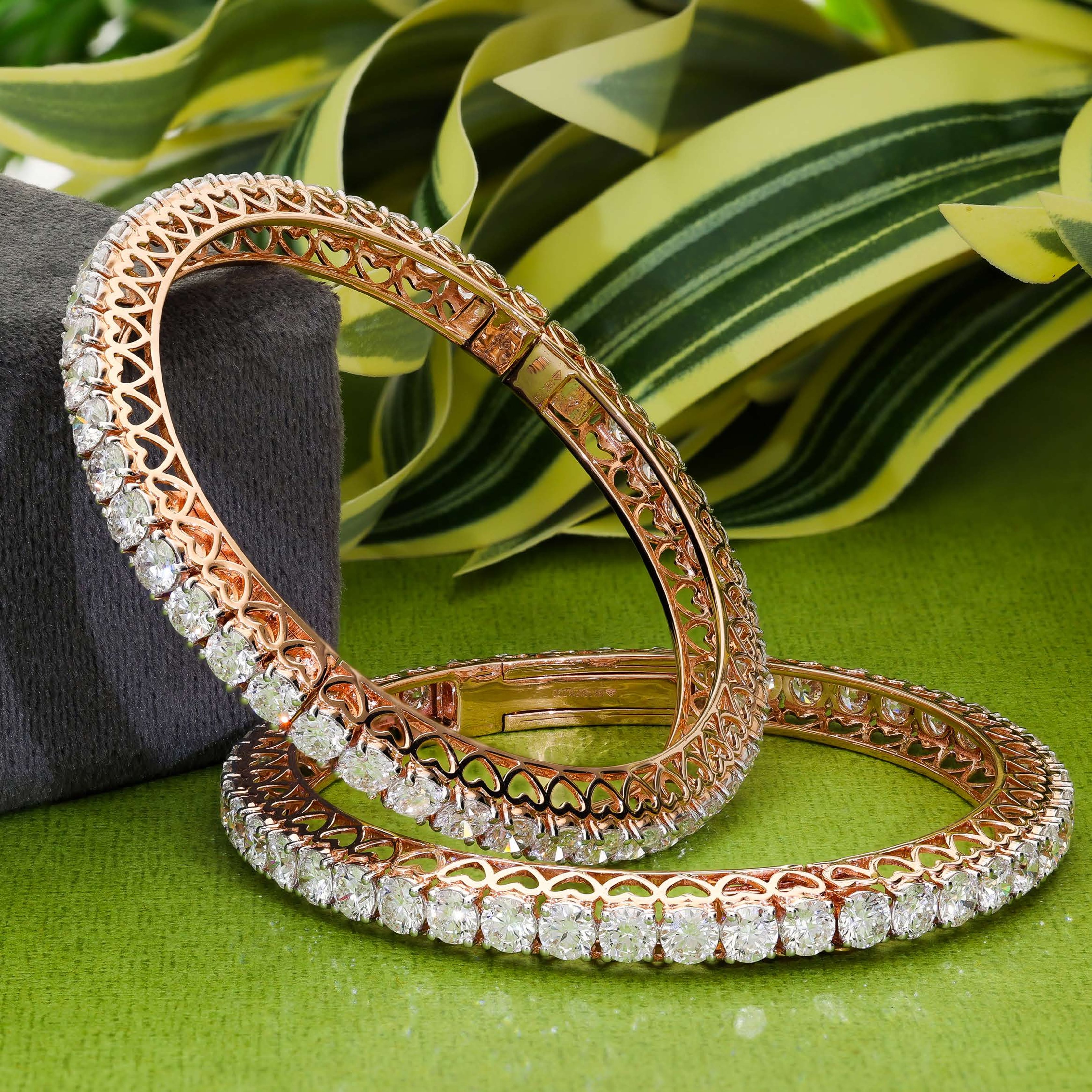 Elegant Rose Gold Bangles Diamond Jewellery