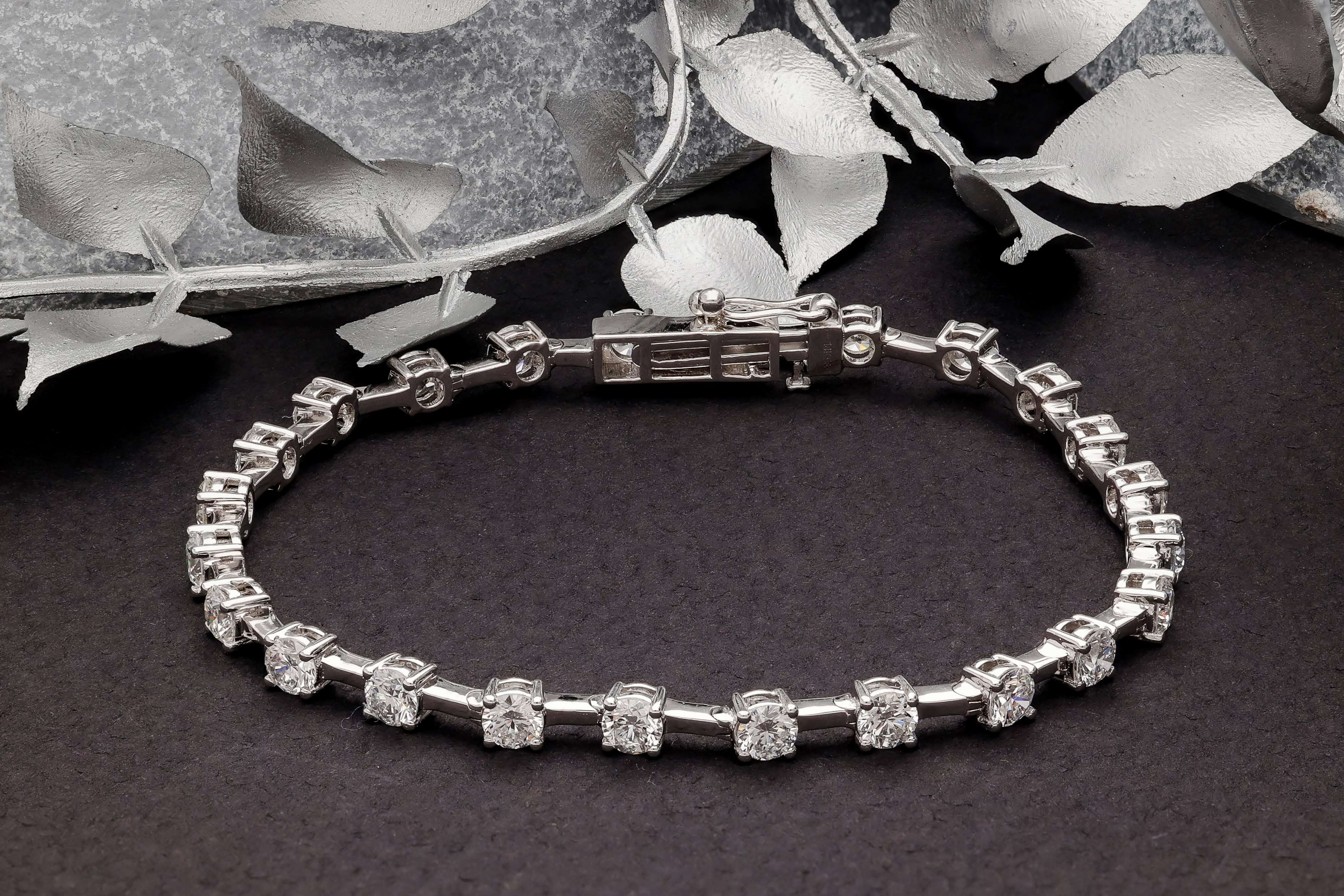 Round Genuine Diamond Tennis Bracelet Diamond Jewellery