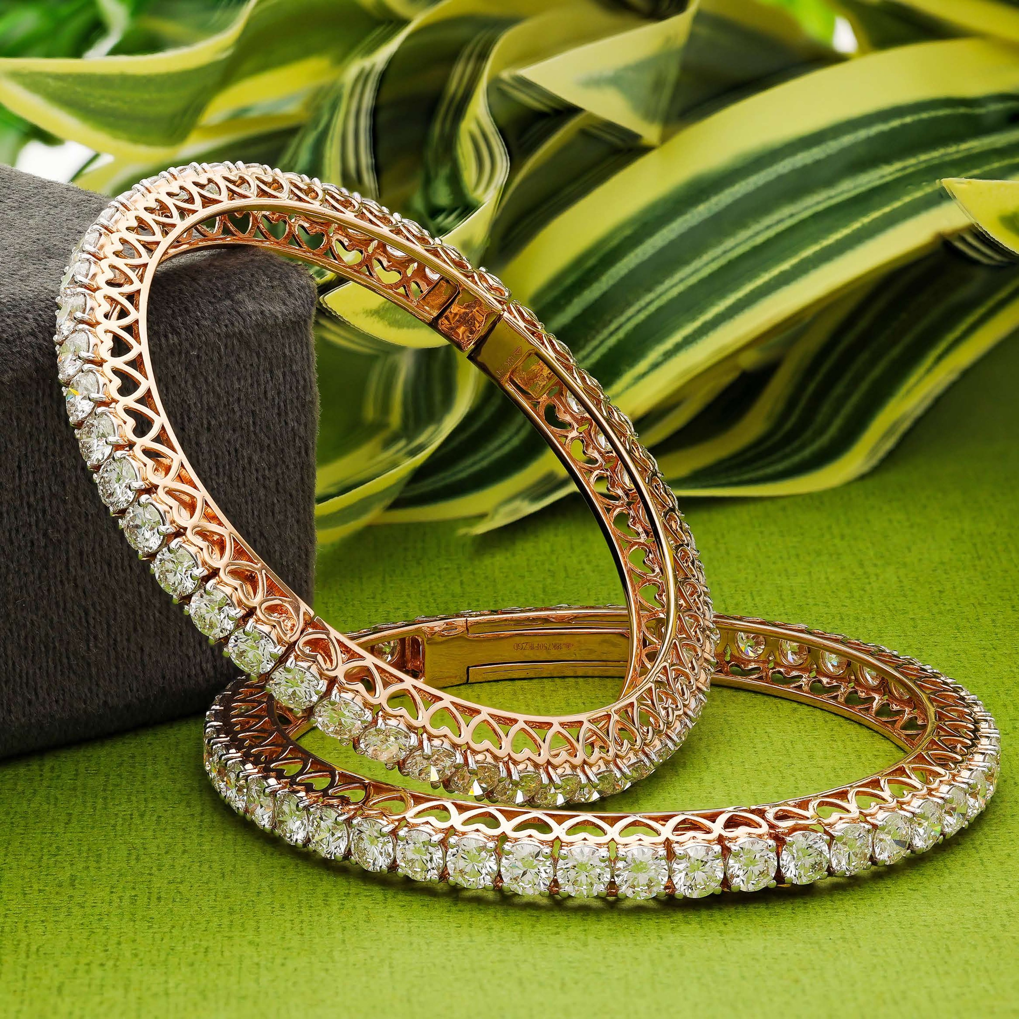 Elegant Rose Gold Bangles Diamond Jewellery