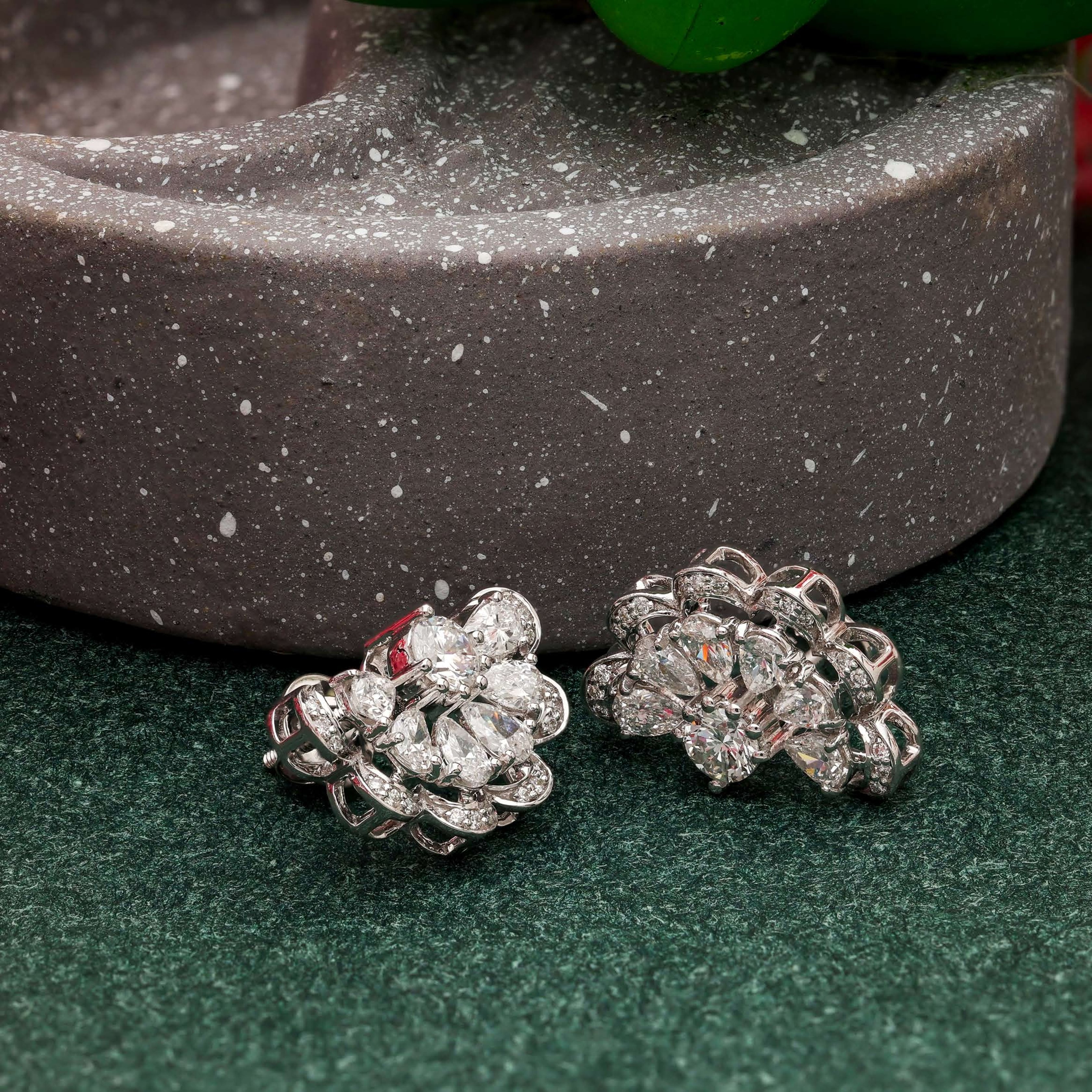 Silver Stud Earrings Diamond Jewellery