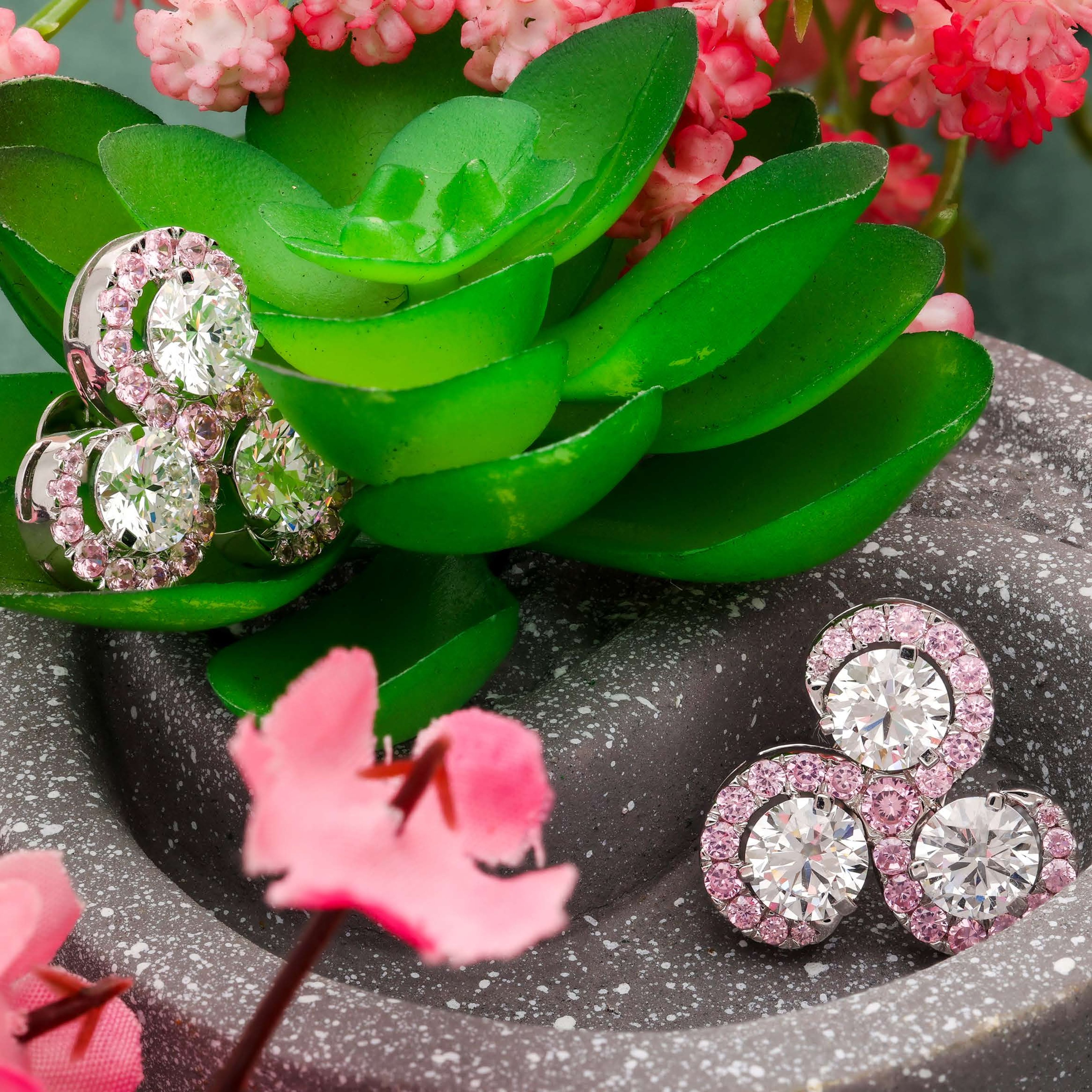 Pretty in Pink Cubic Zirconia Stud Earrings Diamond Jewellery