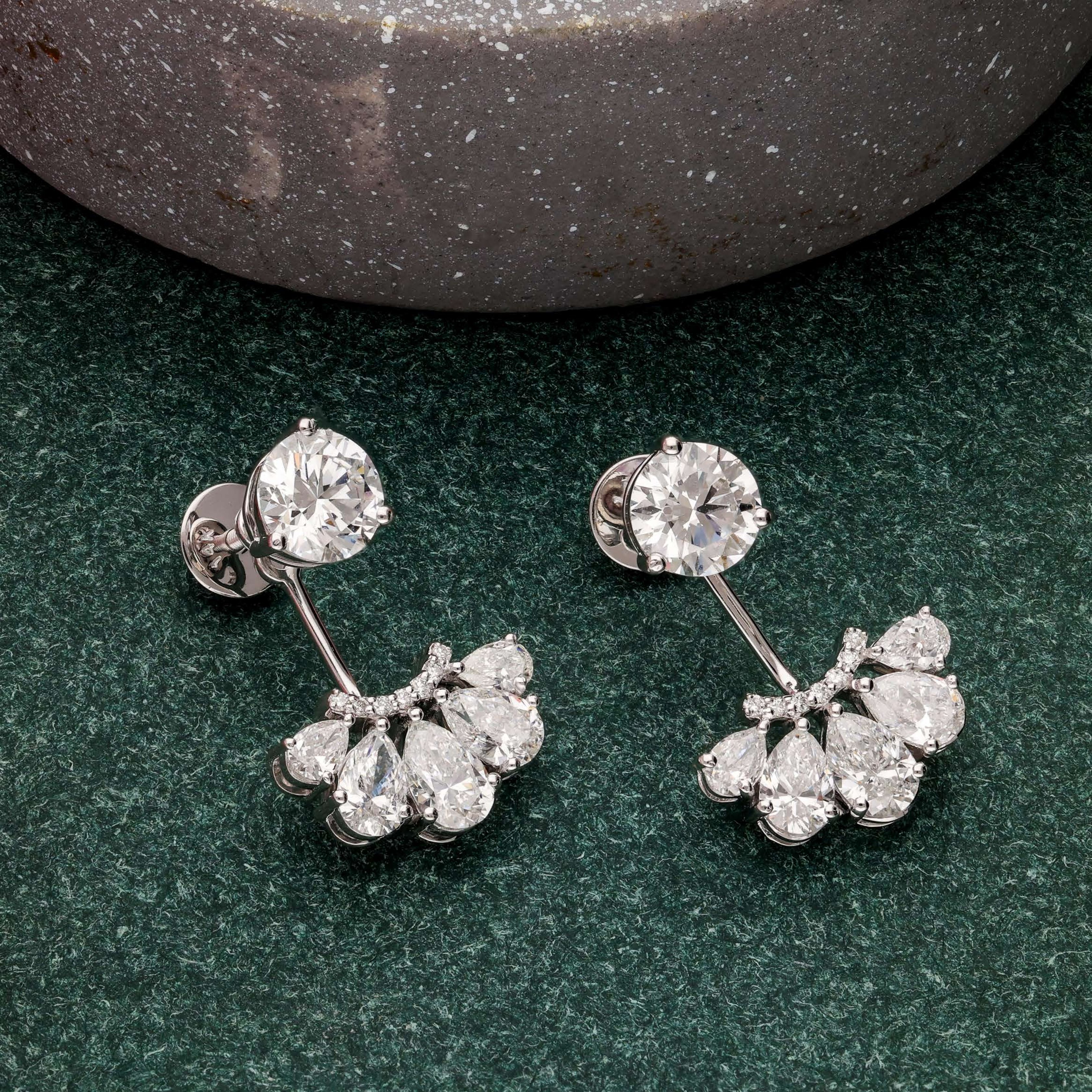 Shine Together  Platinum Earrings Diamond Jewellery