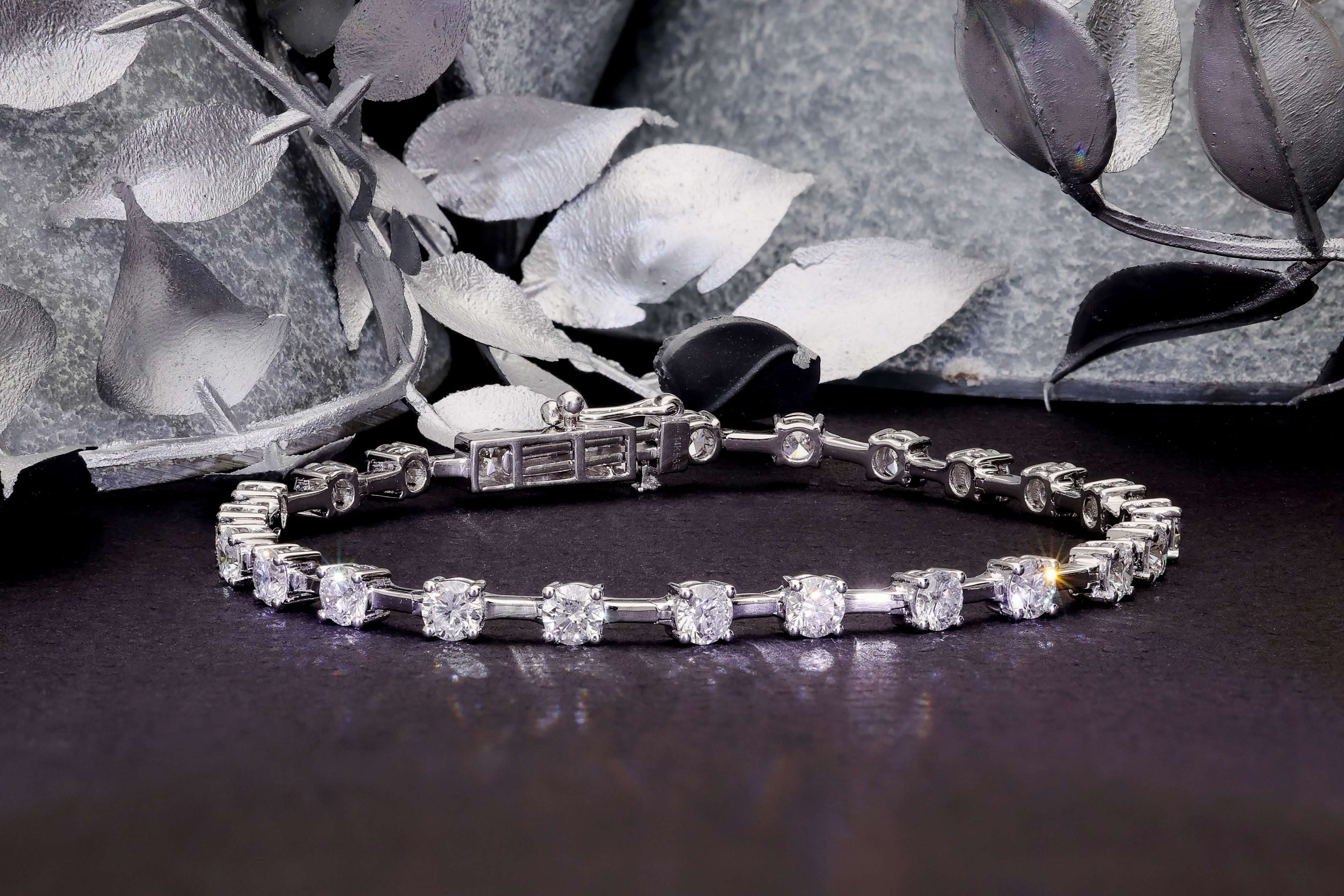 Round Genuine Diamond Tennis Bracelet Diamond Jewellery