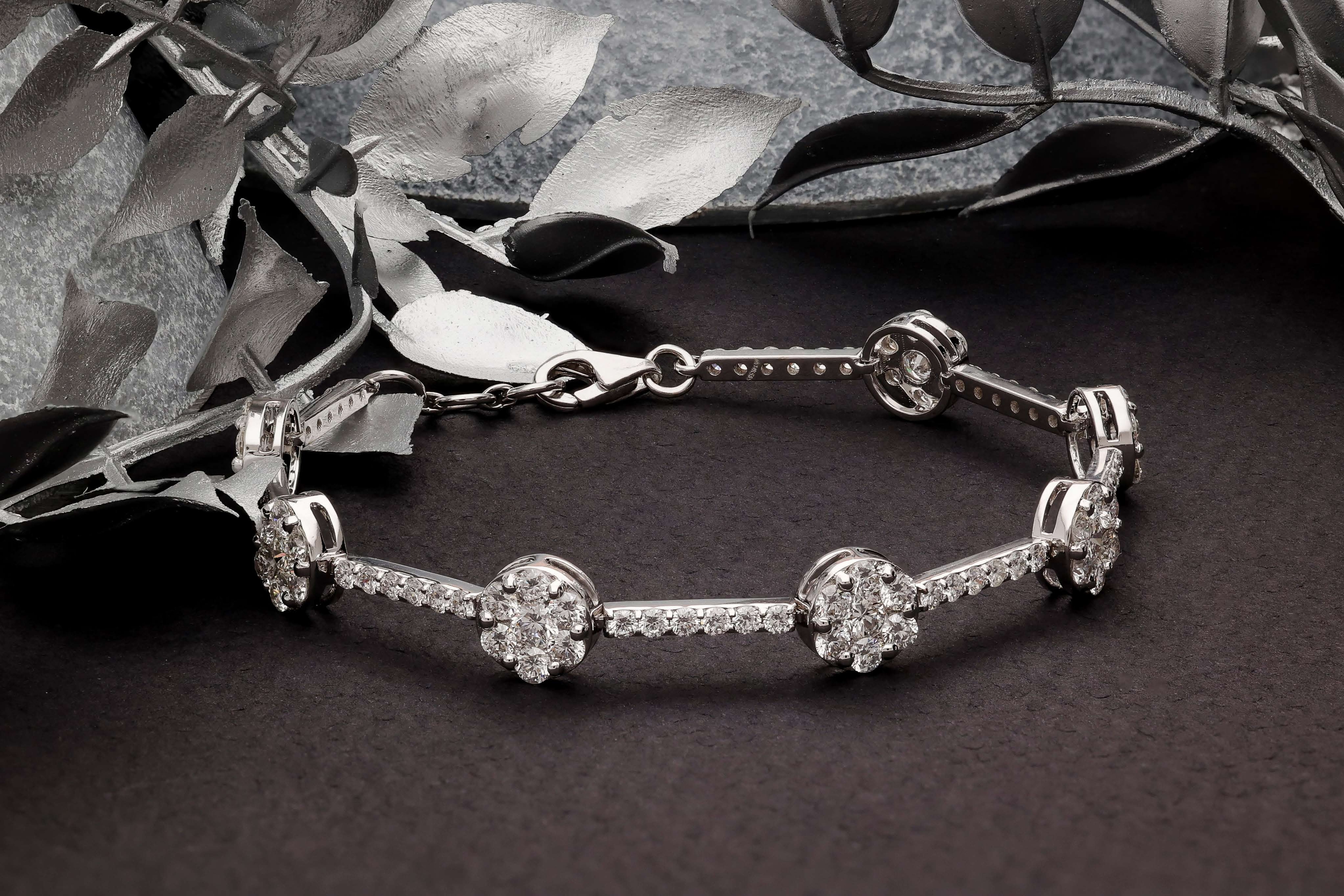 Cluster Link Diamond Tennis Bracelet Diamond Jewellery