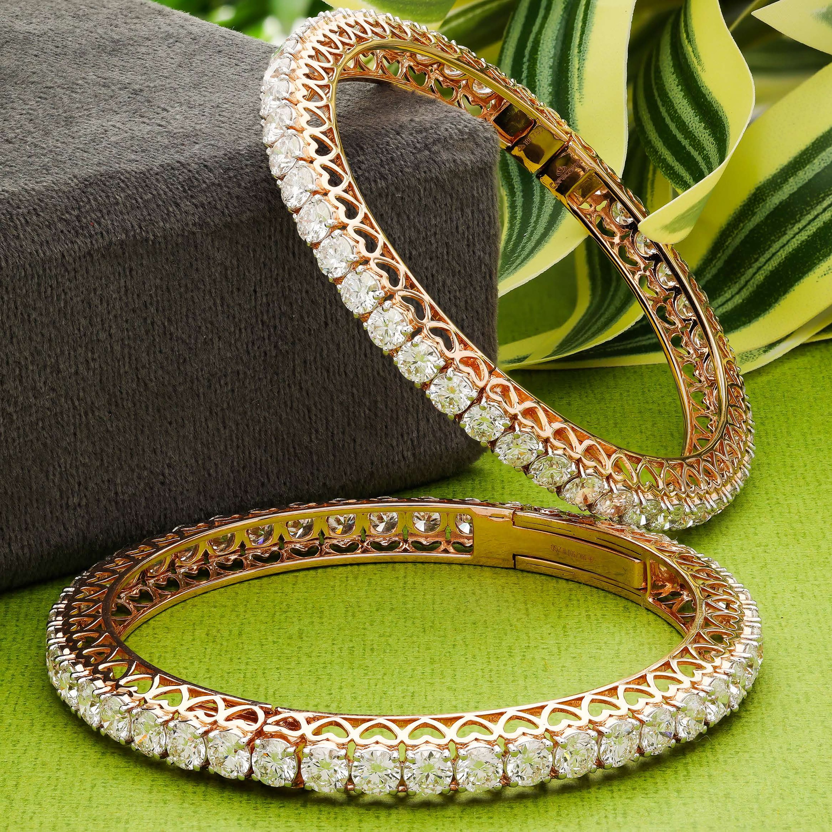 Elegant Rose Gold Bangles Diamond Jewellery