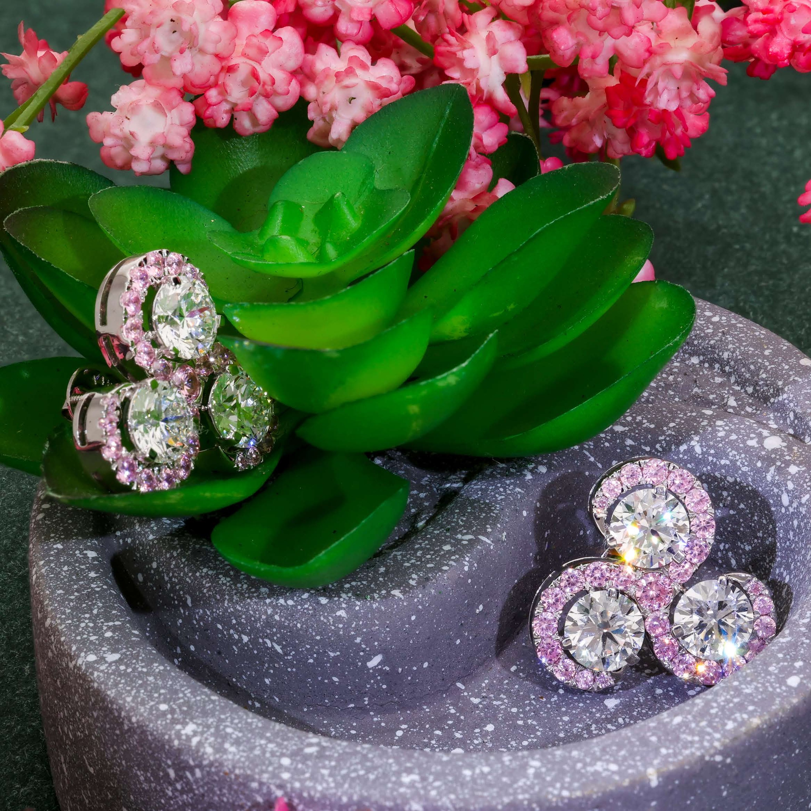 Pretty in Pink Cubic Zirconia Stud Earrings Diamond Jewellery