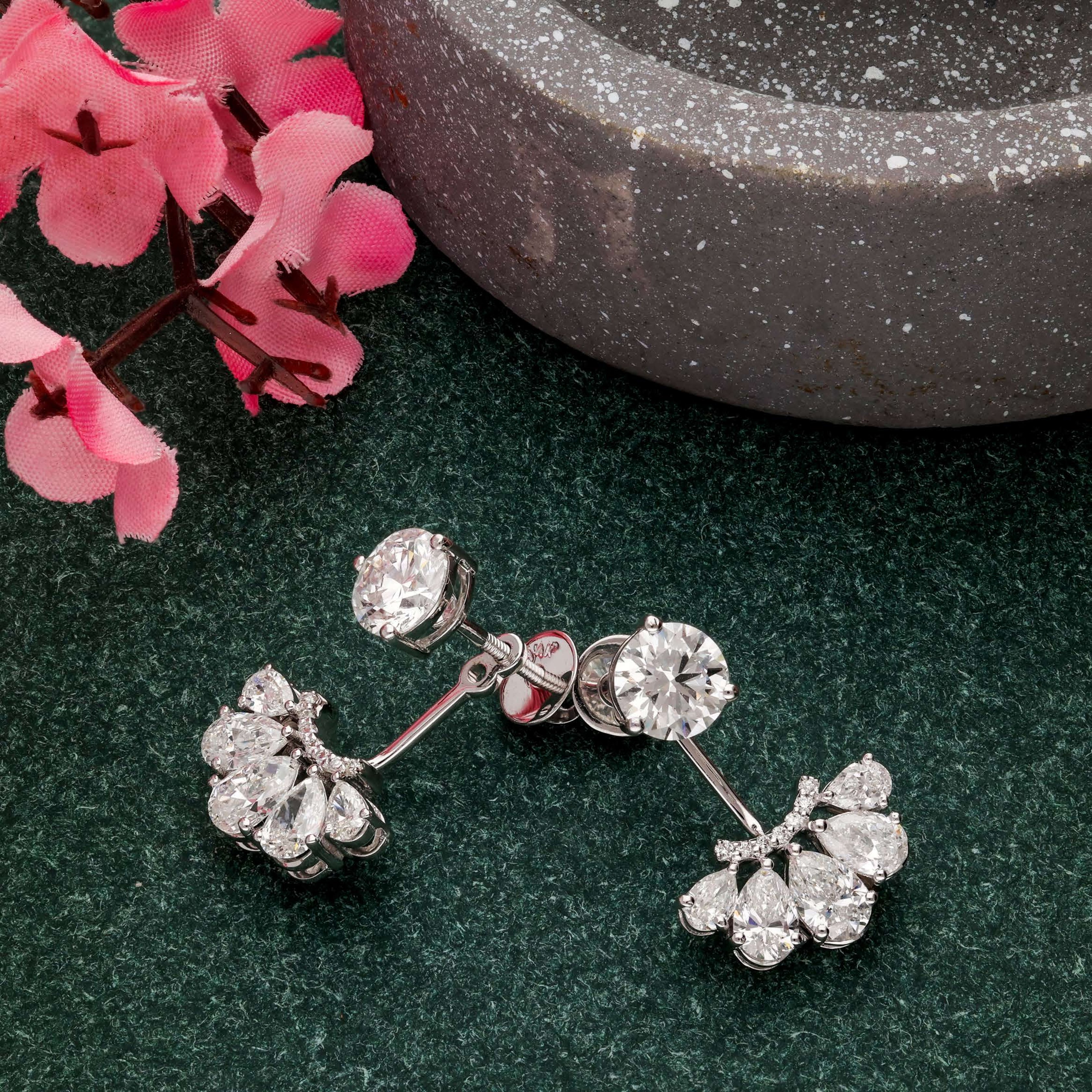 Shine Together  Platinum Earrings Diamond Jewellery