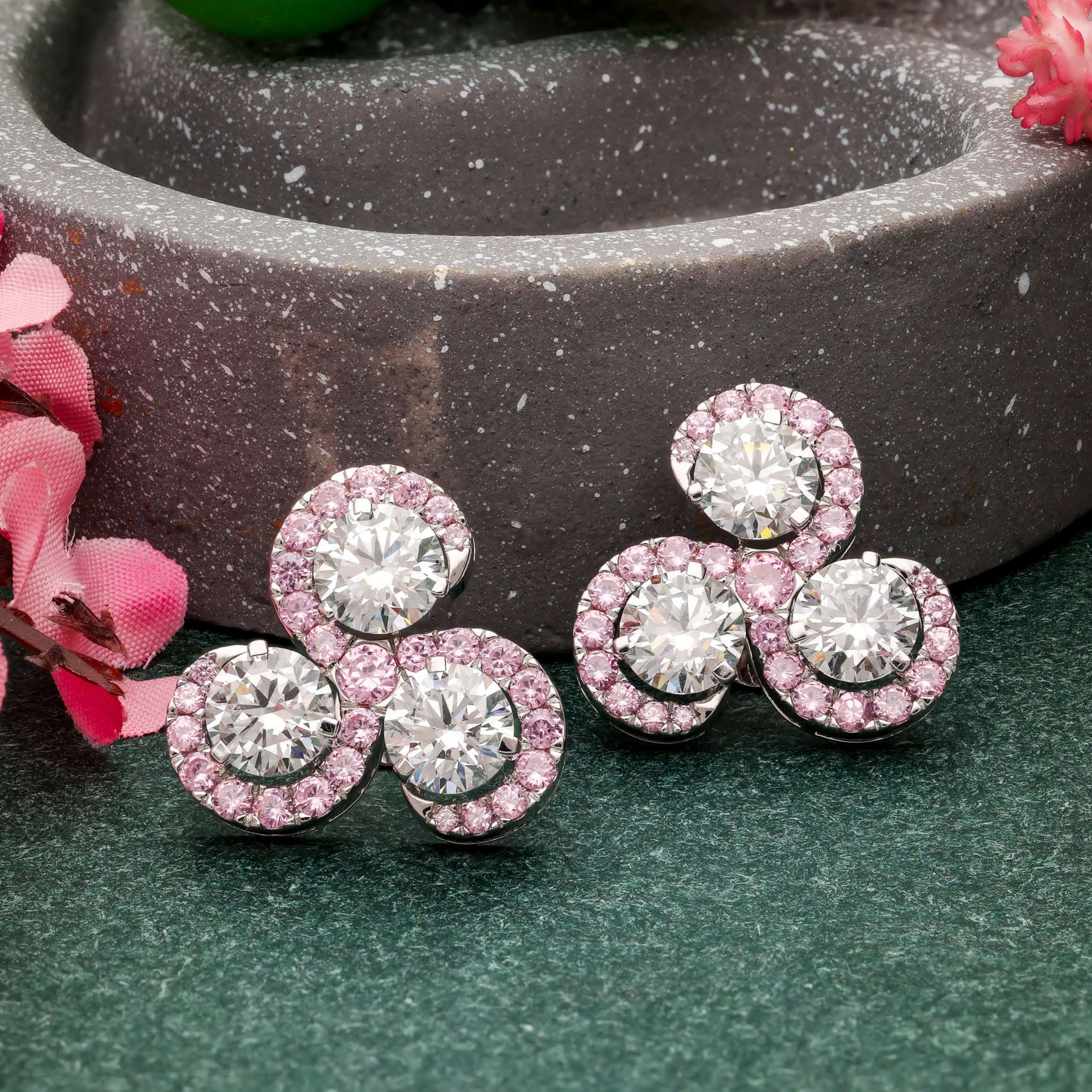 Pretty in Pink Cubic Zirconia Stud Earrings Diamond Jewellery