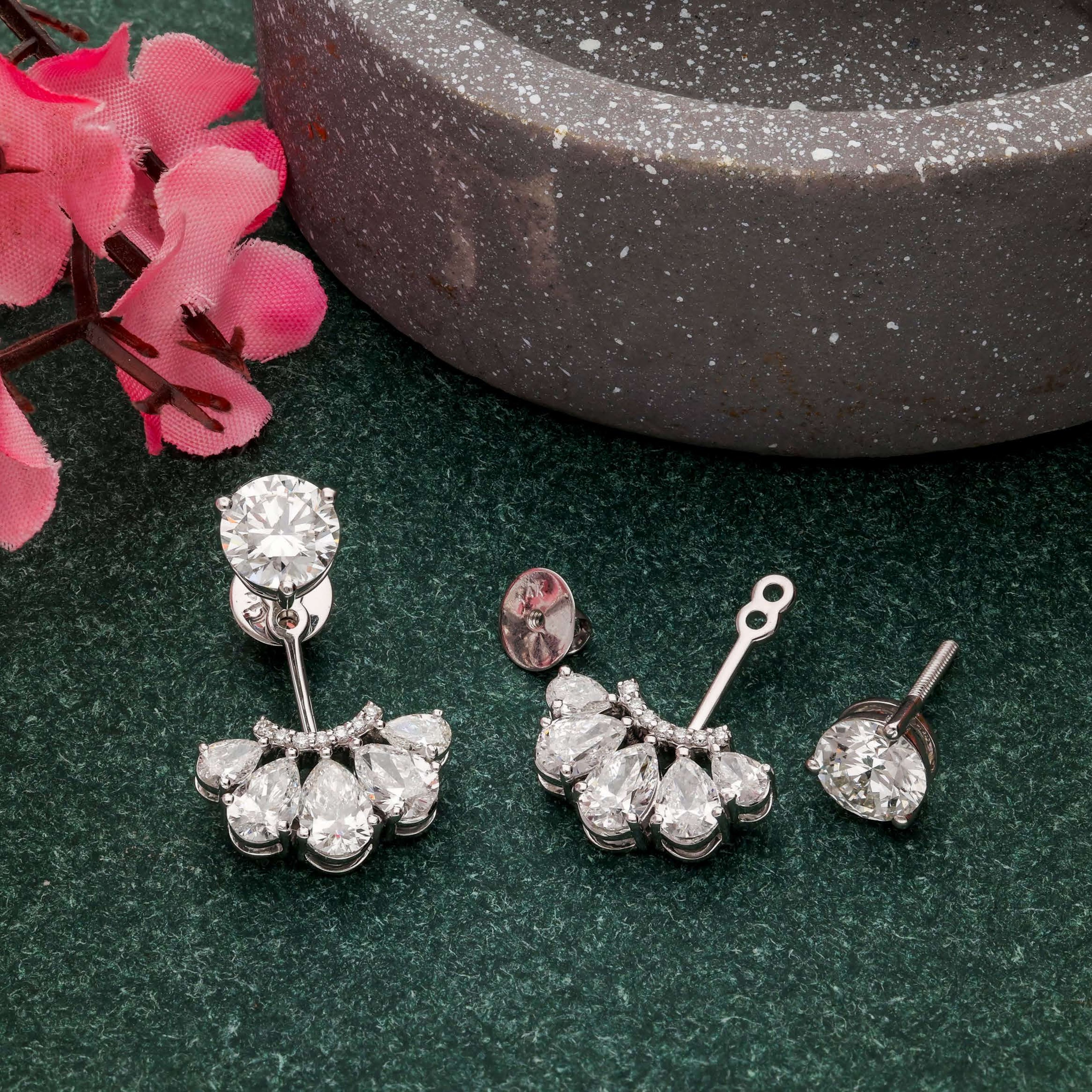 Shine Together  Platinum Earrings Diamond Jewellery