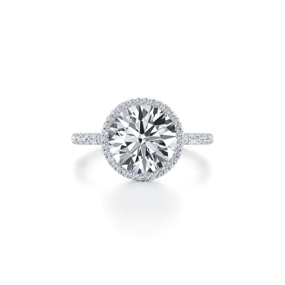 Round Seamless Halo handcrafted brilliant engagement ring Diamond Jewellery