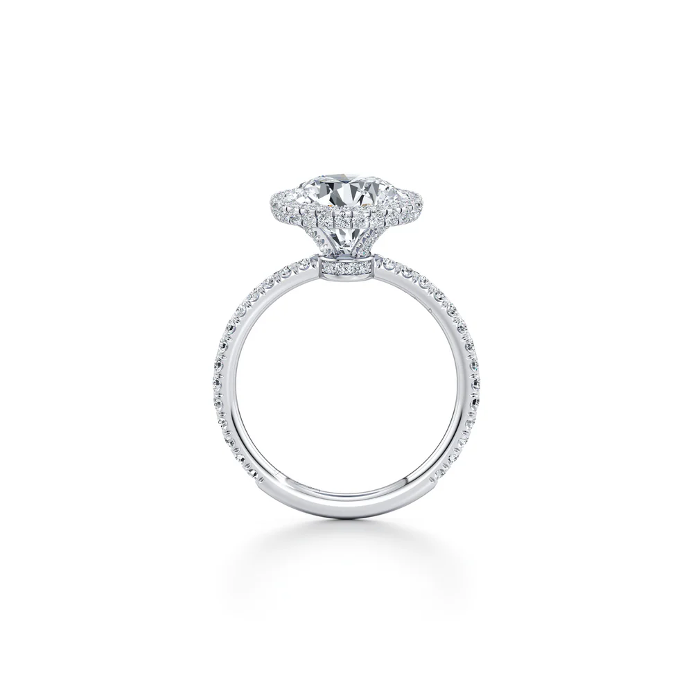 Round Seamless Halo handcrafted brilliant engagement ring Diamond Jewellery